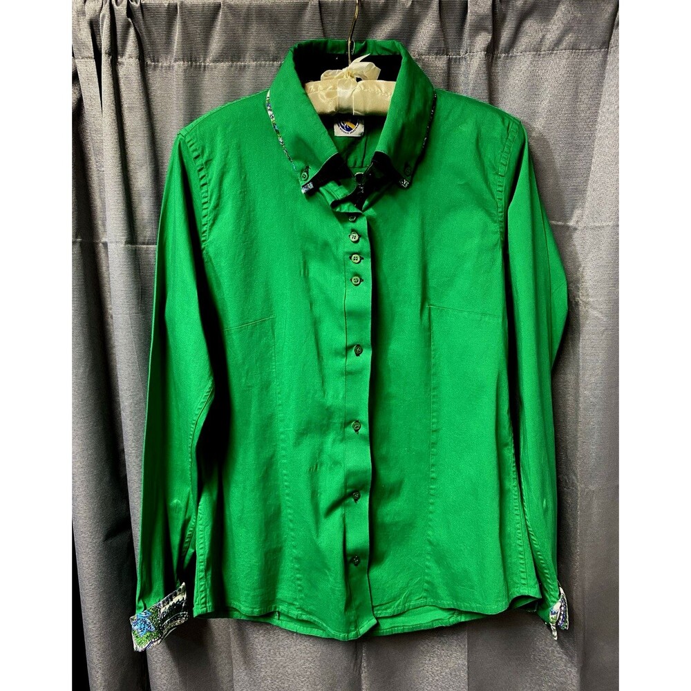 Royal Highness Equestrian Women’s 2XL Green Long Sleeve Riding Shirt  Runs Small